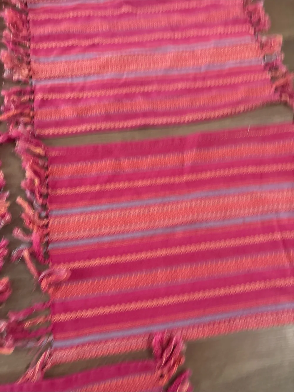 Handwoven Pink Dining Table Runner and Placemat Set